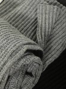 1pc Women Fashion Solid Black/Beige/Gray Striped Textured Pattern Faux Wool Knitted Hooded Scarf/Wrap, Suitable For Autumn/Winter Daily, Outing, Travel For Dress - B (vertical Stripes) - View 6