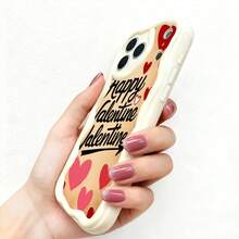 1PC Phone Case ,  Happy Valentine Hearts Pattern Design , Stylish Phone Case, Phone Decoration, All-around Lens Protection, Creative Small Gift, Funny Gift for Boys and Girls - Blanco - Ver 5