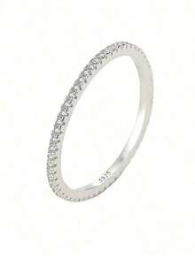 Cubic Zirconia Decor Sterling Silver Ring Wedding Engagement Bridal Jewelry - Yellow Gold - View 1