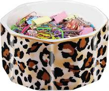 Ceramic Paper Clip Holder Gold Line Paper Clip Dispenser Organizer For Desk Cute Floral Pattern Office Binder Clip Holder Bobby Pin And Hair Clip Holder Gift For Office Mint Flowers - 棕色 - 查看 1