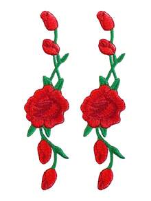 2片玫瑰刺绣布贴，情人节玫瑰花布贴，红色布贴，DIY情人节礼物布贴，可熨烫/缝纫 - 彩色 - 查看 11