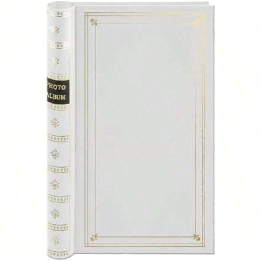 Pioneer Photo Bi-Directional 300 4"x6" Pocket Metal Coil Bound Album with Gold Accented Leatherette Cover(Blanco) - Multicolor - Ver 1