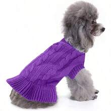 CHBORCHICEN Sueteres para perros pequeños sueter de punto para mascotas y gatos sudadera calida para perro ropa de invierno sueter para gatito S vestido rosado - Pequeño+Morado - Ver 2