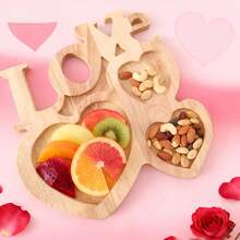 1pc Valentine's Day Limited Edition | LOVE Wooden Dessert Plate, Romantic Serving Tray, Enhances Date Night Ambiance - Multicolor - View 8