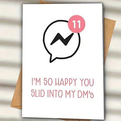 I'M SOHAPPYYOU SLID INTO MY DM'S', Unique Valentine's Day Greeting Card, Creative Message Design, Valentine's Gift For Wife/Husband/Boyfriend/Girlfriend, High-Quality Greeting Card With Envelope (12x17cm)/(4.72x6.7in)