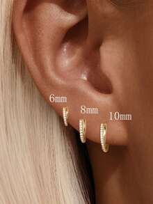 1只6/8/10毫米925纯银夹式耳骨耳环，适合日常佩戴、婚礼、派对、订婚、圣诞礼物，精致珠宝 - 金色 - 查看 1