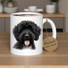 1pc Portuguese Water Dog Ceramic Coffee Mug - Handmade Artisan Crafted, Durable & Reusable, Perfect For Christmas, Halloween, Thanksgiving, Birthday Gifts, Ideal For Meditation, Reading, Or Lemonade/Chai, Coffee Bar Accessories, Black Cockapoo Item, Cockapoo Mug, Coffee Mug, Cup And Mug, Cup - trắng - Xem 12