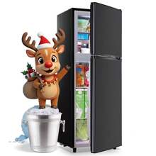WANAI Double Door Small Refrigerator With Freezer, 5.0 Cu.Ft Small Fridge With 7 Level Adjustable Thermostat & Removable Shelves, Mini Refrigerator For Kitchen Apartment And Office, Black - US B Type Plug(110-127V) - View 1