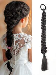 1 lọn tóc giả dài xoắn kiểu đuôi ngựa kèm dây chun, dài 18 inch, kiểu tóc tết boxing, thích hợp sử dụng hàng ngày cho trẻ em. - Nhiều màu - Xem 10