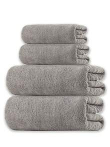 柔软、吸水、不掉毛的珊瑚绒毛巾套装（轻薄），方便居家、情侣使用、吹发、洗脸、沐浴。选项：1 条 34 英寸 X 75 英寸手巾或 1 条 70 英寸 X 140 英寸浴巾或 1 条 40 英寸 X 80 英寸大手巾或 1 条 90 英寸 X 170 英寸大浴巾淋浴毛巾，适用于美容院、酒店运动、家居必需品、毛巾、皮肤护理 - 灰綠 - 查看 19