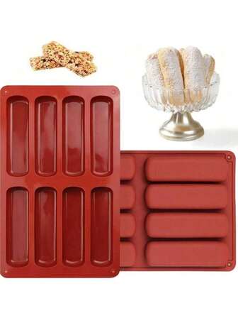 2/1 件可重复使用红色硅胶烘焙模具：适用于自制面包和零食硅胶模具、面包模具、燕麦棒模具、模具、自制烘焙食品模具、自制烘焙模具