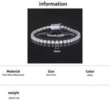 emejewe One D VVS1 莫桑石网球手链原装 S925 纯银镀白金带 GRA 证书手链适合女士男士