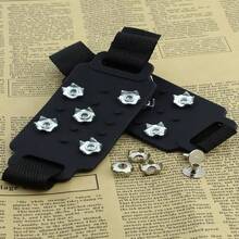 Cleats Shoes 12x5.5cm Crampons Anti - Slip Traction - Stainless Steel Spikes Overshoe Consistent Hiking Fishing Mountaineering Outdoor Cold Weather Commuting Running Women Elderly - Negro - Ver 10