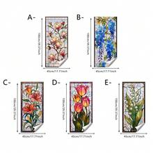 1/5pcs Retro Tulip & Lily Of The Valley Window Privacy Film, 3D Laser Prism Effect, Reusable Static Cling Plant Stickers, Suitable For Bathroom Sliding Doors, Provides Sun Shading And Privacy Protection, Home And Office Decorative Art Film - Multicolor - View 9