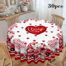 1 pezzo Tovaglia rotonda per il nuovo San Valentino, con stampa di camion rosso, rose e cuori, adatta per tavoli rotondi e rettangolari, tavolo da pranzo, tavolo da caffè, decorazione a quadri grigi, decorazione per feste di anniversario - Facile da pulire, in tessuto di poliestere, regalo di San Valentino per coppie, adatta per stile rustico o moderno, tema romantico, materiale durevole, decorazione domestica per le vacanze - Multicolore - Visualizzare 12