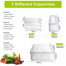 Multi Specification Transparent Fresh-Keeping Box Combination, Set Of 10/14/20/28 Pieces, High Transparency And High Aesthetic Value, Suitable For Classified Storage - Set Of 28 - View 3