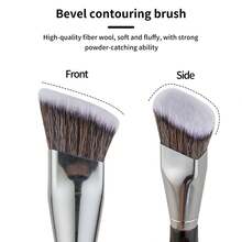 1pc Angled Foundation Brush, Dual-Ended Makeup Brush For Powder, Cream, Liquid Foundation, Contouring, Face Mask, Smooth Seamless Makeup Application, Beginner-Friendly Beauty Tool,Giveaways - Multicolor - View 6