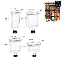 Multi-Piece Set Airtight Plastic Sealed Storage Jars, Visible Anti-Moisture Anti-Leakage Kitchen Dry Goods Food Storage Containers, Large Capacity Oatmeal Nuts Pasta Organizing Jars With Labels - Transparent - View 11