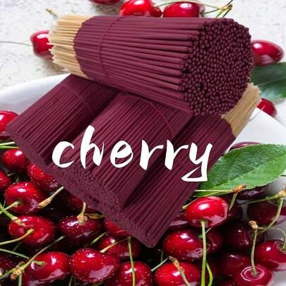 20/60/140/200pcs Natural Cherry Scented Incense Sticks - High Quality Wooden Incense, Cherry Essential Oil, Home, Yoga, Office, Tea Room Fragrance, Suitable For Halloween, Christmas, Easter And Other Holidays, Cherry Themed Items, Holiday Decor, Elegant Packaging, Natural Wooden Incense Sticks