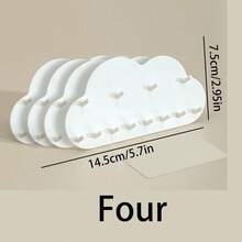 Set de 4 ganchos de joyería con forma de nube, ganchos de pared de plástico blanco adhesivo para collares, pulseras, anillos, llaves, adecuados para baño, dormitorio, sala de estar, decoración de escritorio, ganchos de almacenamiento de plástico duradero, instalación sin dolor, diseño de nube, decoración de espacios pequeños, organizador de joyas - Multicolor - Ver 14