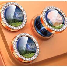 Kameraobjektiv Schutzset für iPhone 17 Pro/17 Pro Max, glänzender einzelner Diamant Metallring, 9H Härte, kratzfester Kamera Bildschirmschutz, modisches Accessoire, kompatibel mit Handyhülle (Orange) - Orange - Übersicht 12