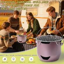 Parrillas de barbacoa de carbon parrilla portatil de acero inoxidable pequeña parrilla de cocina al aire ultima intervension para camping parrilla patio caravana picnic - prpura - Ver 7