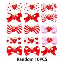 10pcs Valentine's Day Red, White & Pink Heart & Bow Pet Hair Accessories, Cute Dog Hair Bands, Decorative Items, Attention-Grabbing Accessories For Dates And Outings, Puppy Keep, Cat And Dog Stuff, - Multicolor - View 8
