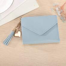 Carteira personalizada em formato de coração com tassel e texto personalizado, porta-cartões feminino, presente para madrinhas, presente para recém-casadas, presente perfeito para namorada, carteira colorida, fofa, charmosa, divertida e kawaii para mulheres, mini carteira, carteira pequena, carteira fofa. - Multicolorido - Ver 11