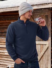 Men's Quarter Zip Pullover Sweatshirts Sherpa Lined Heavyweight Winter Thermal Warm Sweaters, Cozy Fashion - Navy - 查看 4