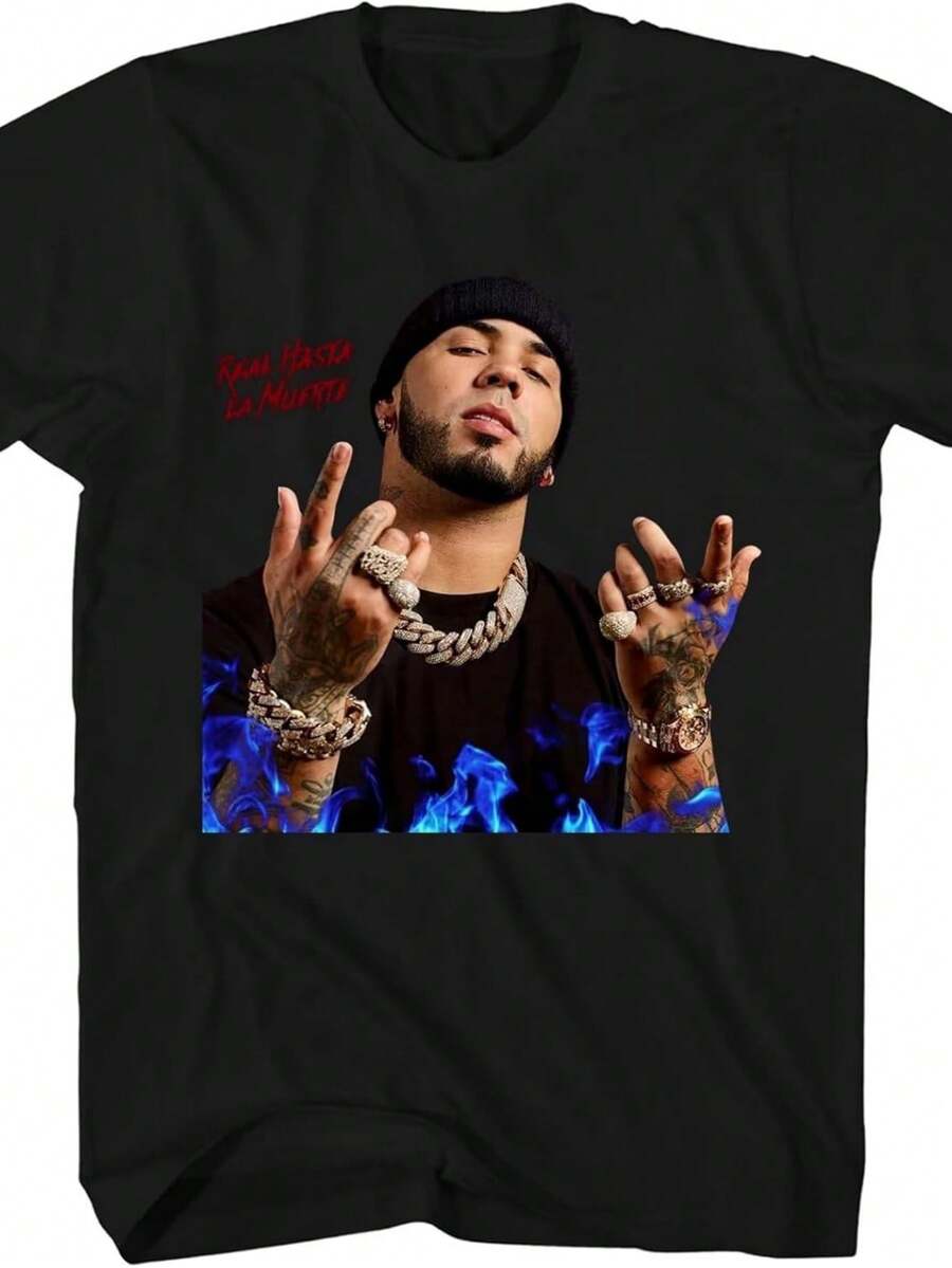 Shirt Fashion Men's T Shirts Top Black T Shirt Funny Graphic Tee Shirts - 黑色 - 查看 1