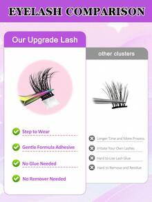 120pcs Self-Adhesive False Eyelash Clusters, Fluffy & Soft, 8-16mm Mixed Length Set, DIY Self-Stick Eyelash Extension Pre-Glued Clusters, Natural & Lengthening, D-Curl, No Glue, No Makeup Remover, Cat Eye Lashes - D - View 11