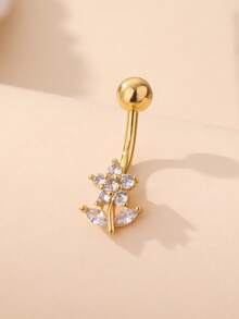 1pc Elegant Bohemian Rose Shaped Belly Button Ring, Suitable For Daily Wear, Valentine's Day Party Birthday Gift