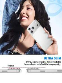 Bộ 3 miếng bảo vệ ống kính camera tương thích với iPhone 17/16/15/14/13/12/11 Plus, vòng kim loại sáng bóng chống trầy xước, phụ kiện bảo vệ ống kính dễ thương, màu hồng. - Màu Hồng baby - Xem 2