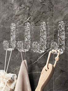 Transparent Glacier Hooks, Lightweight And Luxurious, Showcasing A High-End Feel, Suitable For Various Scenarios: Kitchen, Wardrobe, Wall, Door, Bathroom, Etc. Can Hang Towels, Coats, Hats, Scarves, Spatulas, And More, Allowing You To Easily Enjoy The Pleasure Of Organization. - Clear - View 2