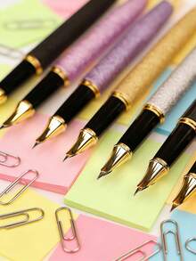 1pc Women's Premium Luxury Fountain Pen, Gift Set, Black Ink High-End Reusable Pen, Professional Elegant Pen, Cool Stylish Designer Fountain Pen, Calligraphy Practice Pen, Fine Tip, Medium Tip, Broad Tip - Multicolor - View 2