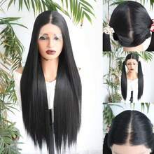 Long Silky Straight Black Color Full Lace Wig High Ponytail Can Anywhere Part Heat Resistant Fiber For Woman - Black - View 2