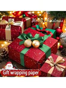 1 pieza Papel de regalo premium con un patrón de cielo estrellado hecho de película dorada. Perfecto para bodas, San Valentín, envoltura de regalos de cumpleaños, y también para hacer sus propios ramos. Disponible en rojo, azul y negro. - 1 pieza - Ver 1