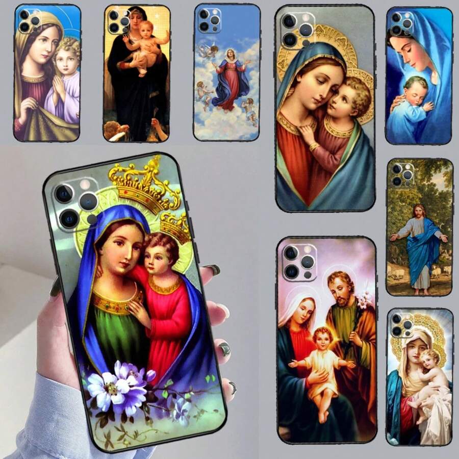 Funda religiosa de María y Jesús compatible con Samsung Galaxy A06 A05 A16 A26 A36 A56 A33 A32 A52 A15 A53 A13 A34 A54 A14 A35 A55, funda compatible con 17, funda 17 Pro, funda 17 Pro Max - HI1796 - Ver 1