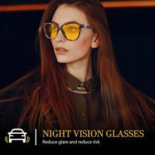 夜间、雾天和雨天行车更安全！女士夜间驾驶眼镜，采用偏光黄色镜片，减少眩光，提升视野。 - 彩色 - 查看 2