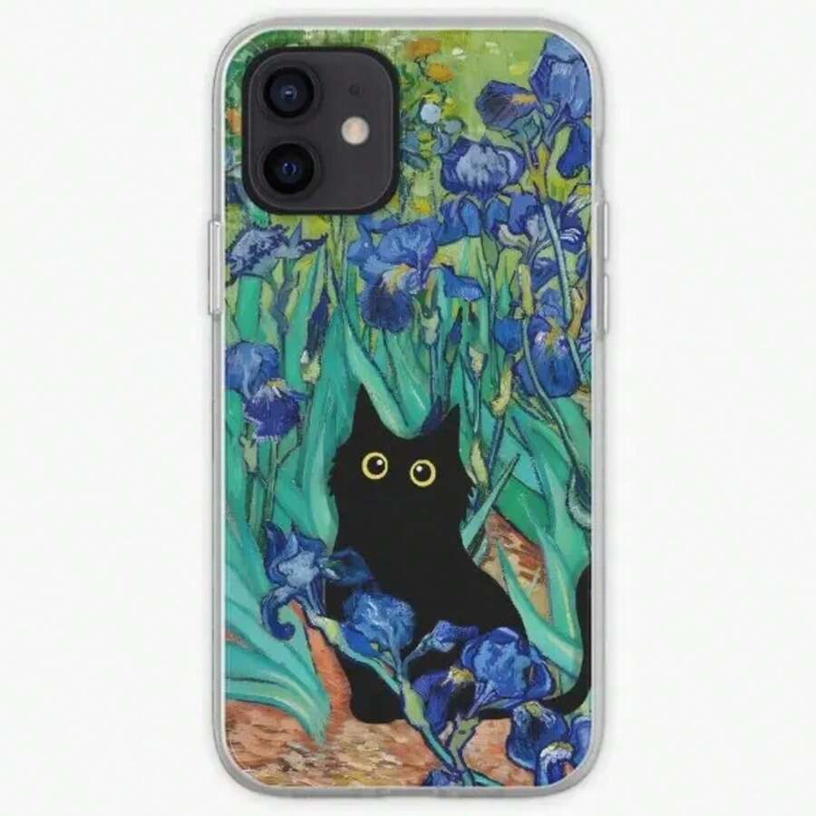 Vincent Van Gogh es funda de teléfono personalizable con diseño de gato y iris para X XS XR Max 11 12 13 14 Pro Max Mini 6 6S 7 8 Plus, compatible con funda de 17, funda de 17 Pro, funda de 17 Pro Max - iPhone 11 Pro Max - Ver 1