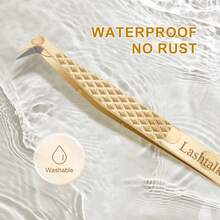 1pc Lashtalk Precision Fiber Tip Tweezers, Suitable For Eyelash Extension, Diamond Texture Non-Slip High-Grade Stainless Steel Material, From Nagaraku Cosmetics - Gold - View 6