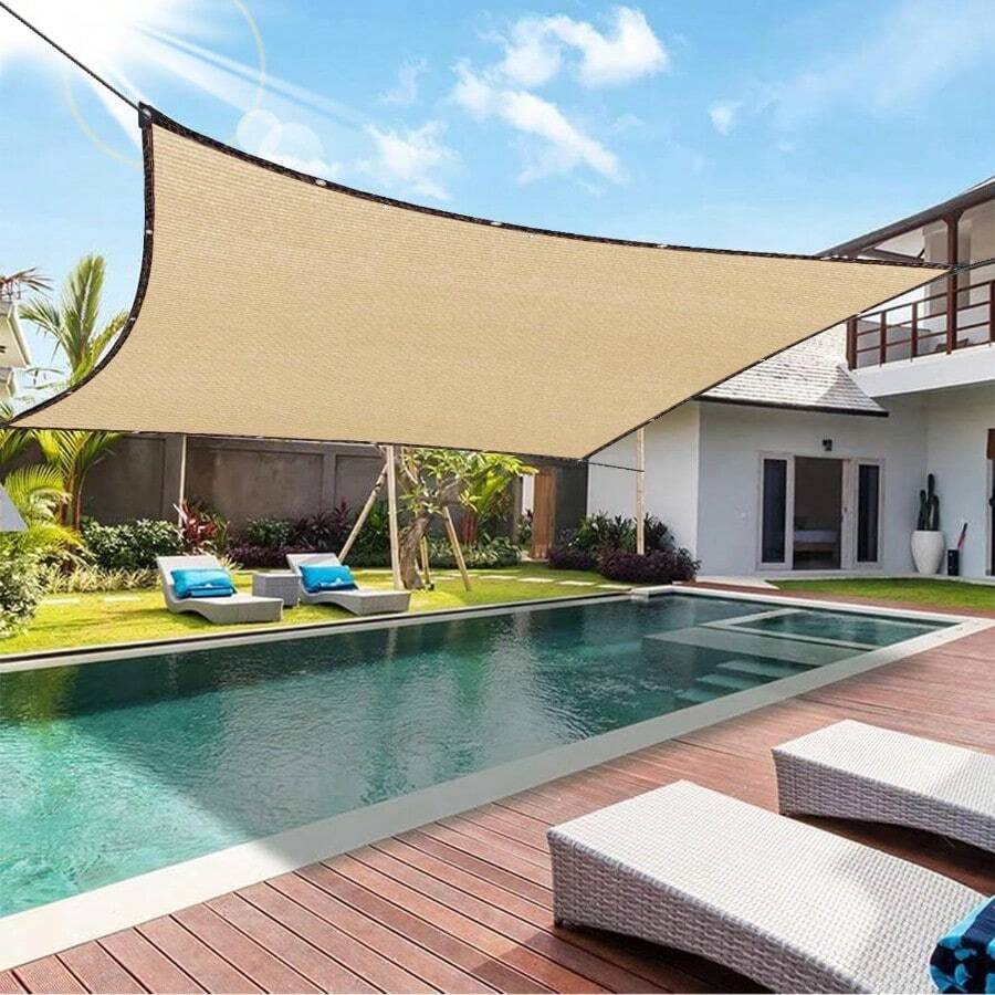 Patio AwningsMalla Sombra 4x3m para Exteriores Lona Solar de Alta Densidad con Protección UV Toldo Vela Transpirable y Reforzado con Cuerda de 10M para Patio Jardín Piscina y Actividades al Aire Libre - Beigeoscuro - Ver 1