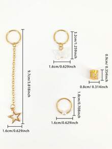 30pcs Star Shaped Dreadlock Beads & Hair Accessories, Suitable For Women - Gold - View 8