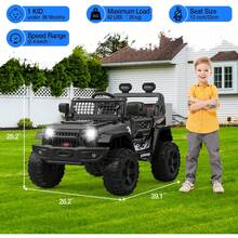 Camión eléctrico para montar, 12 V, para niños, con suspensión de resorte y control remoto, luces LED, Bluetooth y 3 velocidades. - Negro - Ver 8