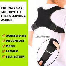 Corrector de postura de otoño e invierno ComfortFit para hombres y mujeres - Soporte ortopédico ajustable y transpirable - Apoyo sin costuras para la espalda superior, la columna vertebral, el cuello y los hombros - Ideal para uso diario, estabilización de la clavícula - Negro - Ver 8