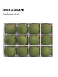 12个植绒圣诞装饰球，植绒圣诞树球装饰，防碎圣诞灯泡装饰套装，塑料植绒装饰球，适用于节日、婚礼、派对、家居装饰
