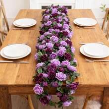 2pcs Artificial Gradient Color Rose Vines, Full Blooms With Multi-Layers, Flexible Shaping. Suitable For Wedding Arch Decor, Aisle Arrangement, And Wall Decoration. Can Also Be Hung On Balcony Railings Or Living Room Ceilings. Designed For Romantic Scenes: An Ideal Choice For Wedding Venue Landscaping And Home Decor, Creating A Soft And Dreamy Spring/Summer Ambiance.