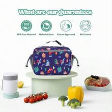 Maelstrom - Lonchera para niños bolsa de almuerzo con aislamiento para niños bolsa de almuerzo extensible y reutilizable para niño y niña - Regalo Dinosaurio Feliz - Ver 8