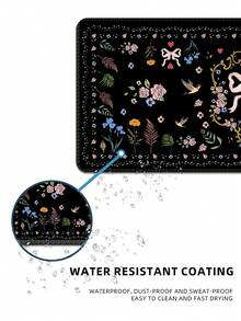 复古甜美黑色鼠标垫，可爱桌垫 XXL 大号扇形游戏鼠标垫，防滑橡胶底座键盘垫防水少女桌面垫，适用于笔记本电脑游戏、家庭办公，花朵蝴蝶结 - 彩色 - 查看 8