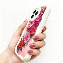 1PC Phone Case ,  Pink Floral Pattern Design Case , Stylish Phone Case, Phone Decoration, All-around Lens Protection, Creative Small Gift, Funny Gift for Boys and Girls - ホワイト - チェックする 5